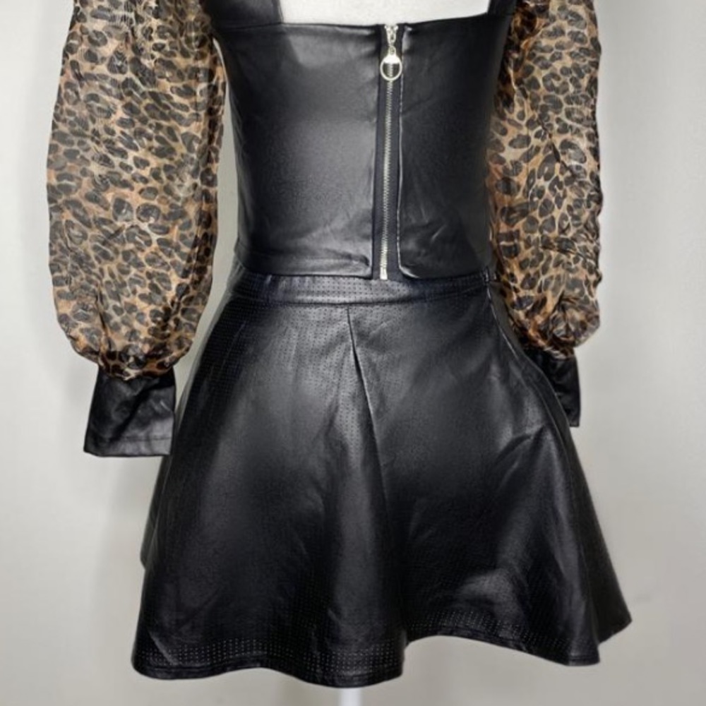 Leather mini  skater skirt